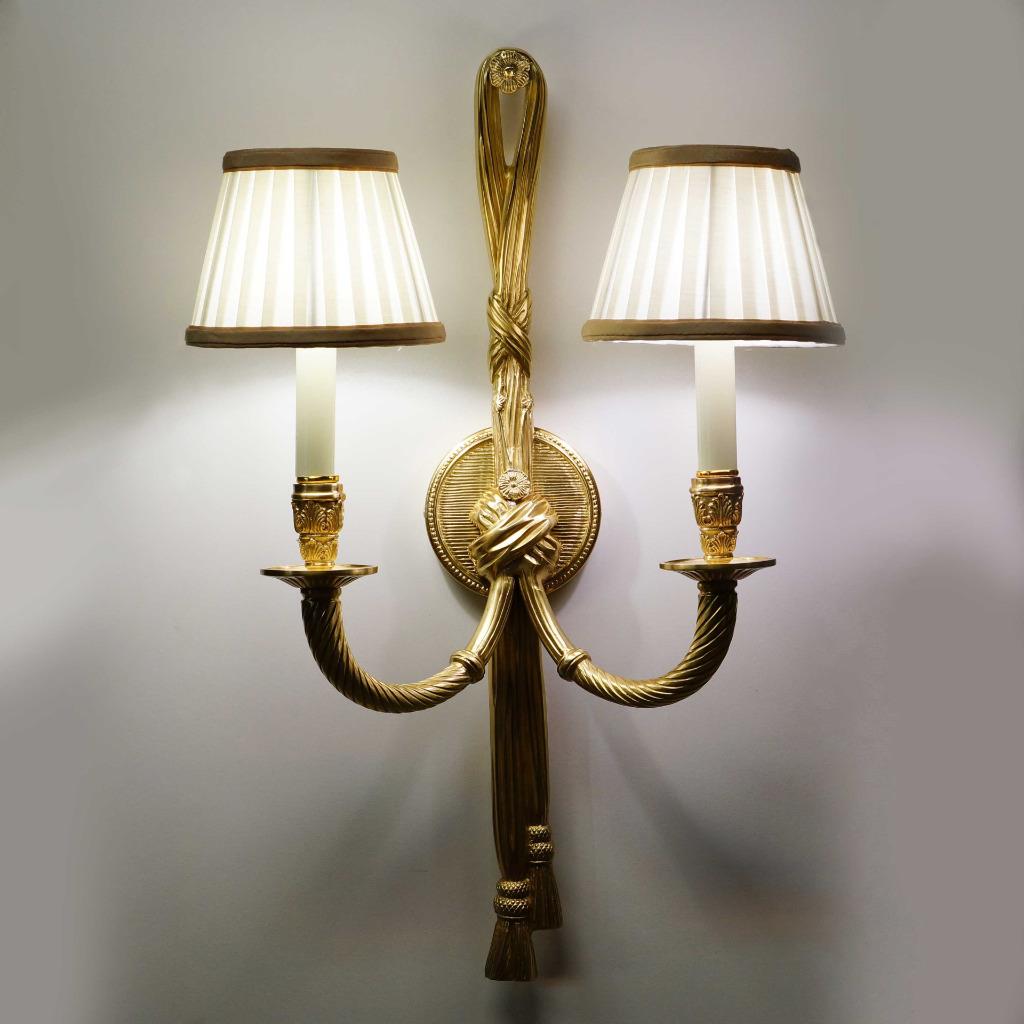 New French Antique Wall Light Solid Brass With Fabric Shade + Free Filament Bulb eBay