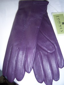 ladies purple leather gloves