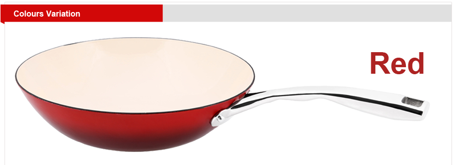 red cast iron wok