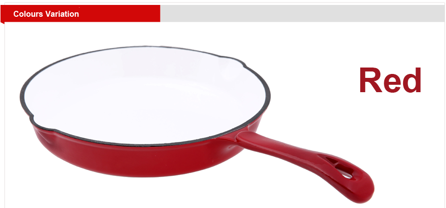 Red cast iron frypan