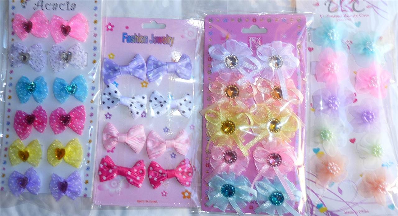 New 40 Infant Velcro Hair Bows Clips Toddler Baby Girls Barrettes Dogs