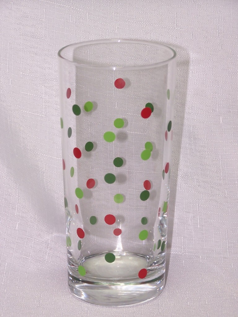 Libbey Glass 4 Christmas 15oz Red Green Dots Tumblers Glasses eBay