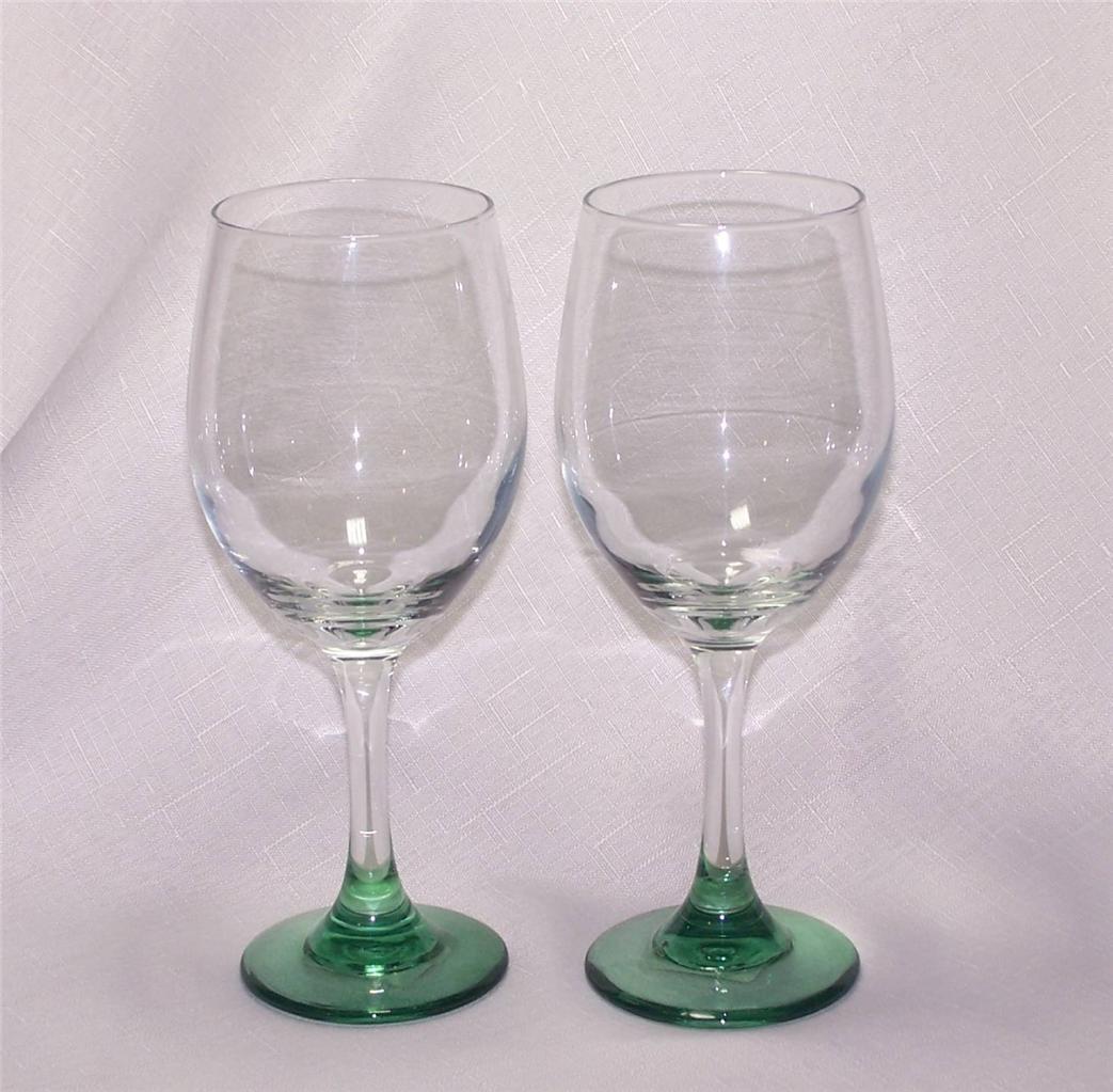 Libbey Glass 4 Vina Colors Olive Green Wine Goblets Glasses eBay