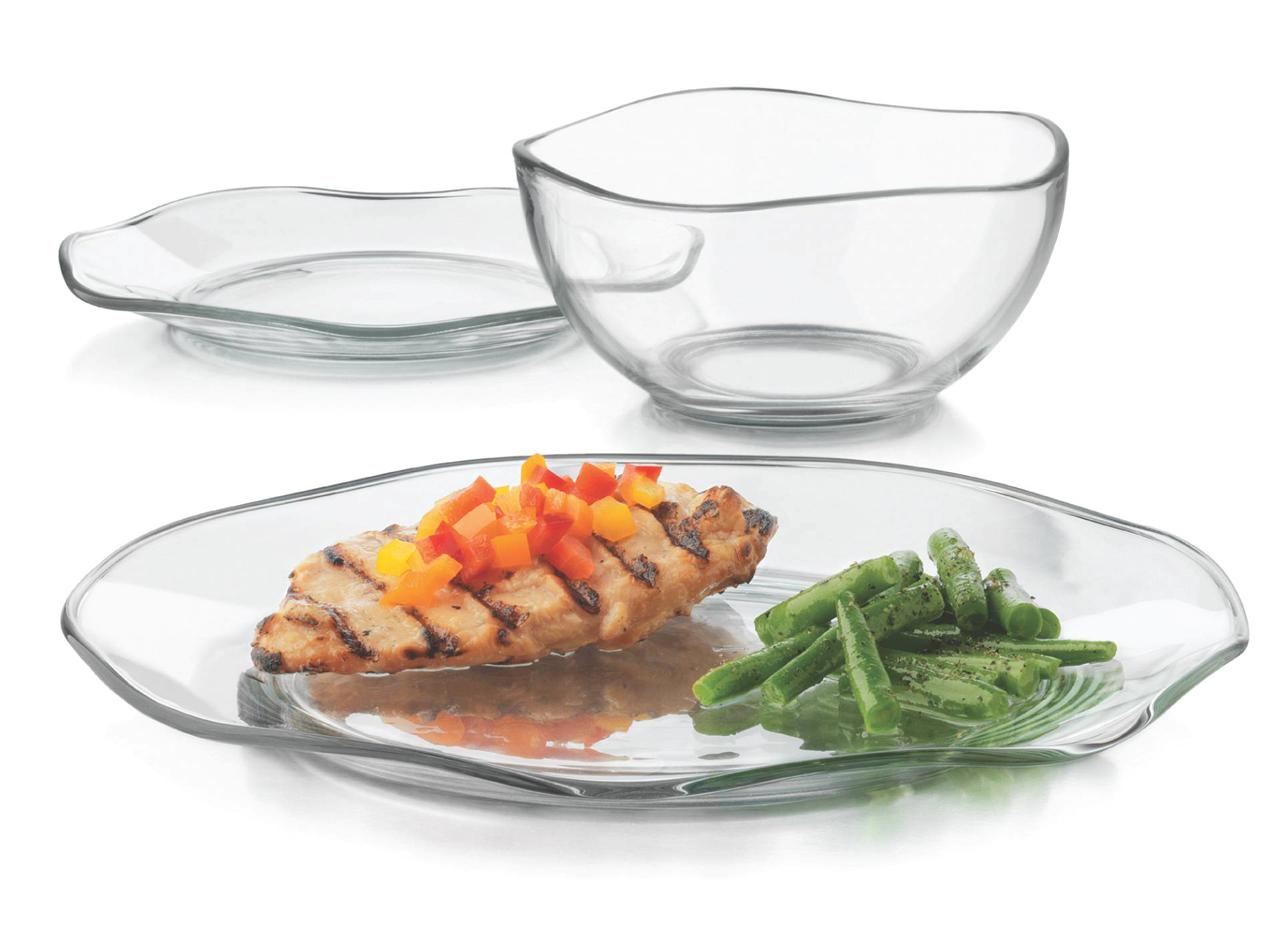 Libbey Glass 12pc New Courbe Dinnerware Set Plates Bowls 56375 eBay