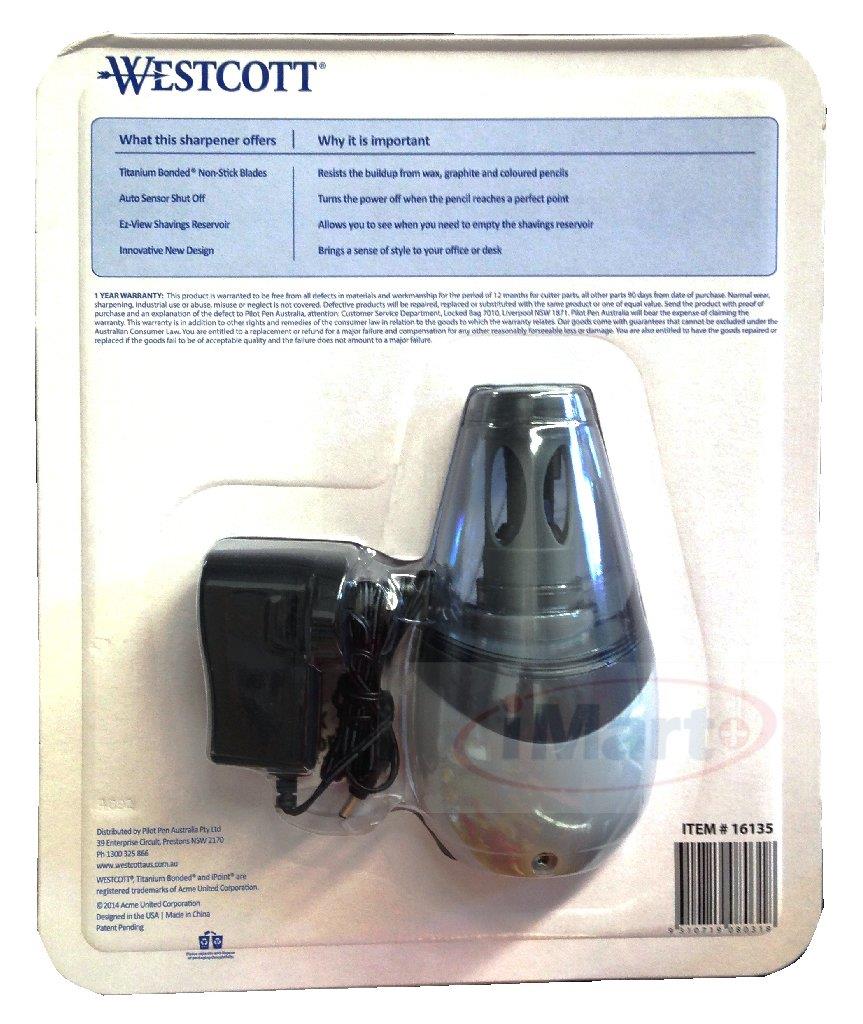 Westcott iPoint Orbit ELECTRIC Pencil Sharpener Titanium Bonded Non