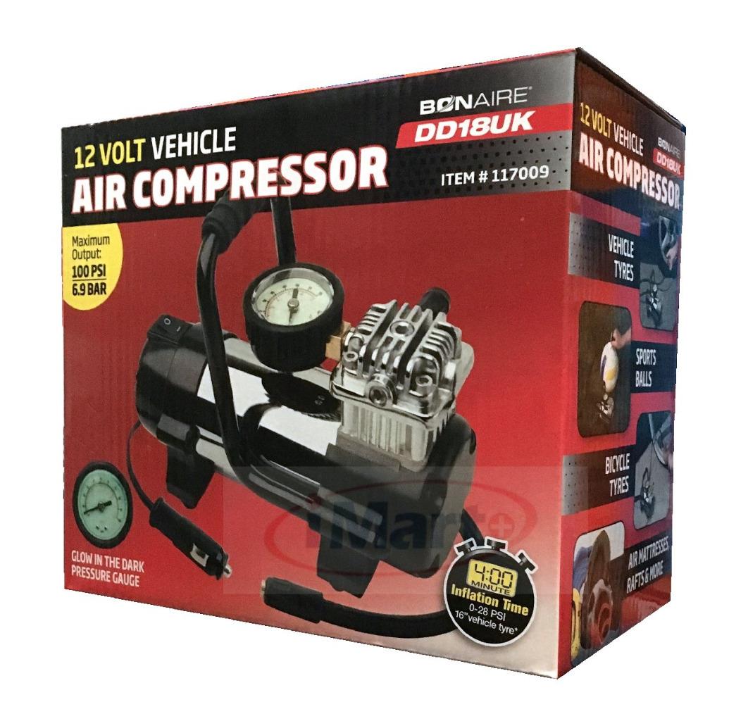 Bonaire 12V CAR Vehicle AIR Compressor Portable Tyre Inflator Heavy