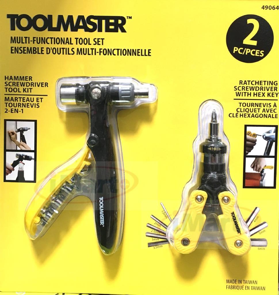 Toolmaster 2PC MultiFunctional Tool Set Hammer Screwdriver Ratcheting