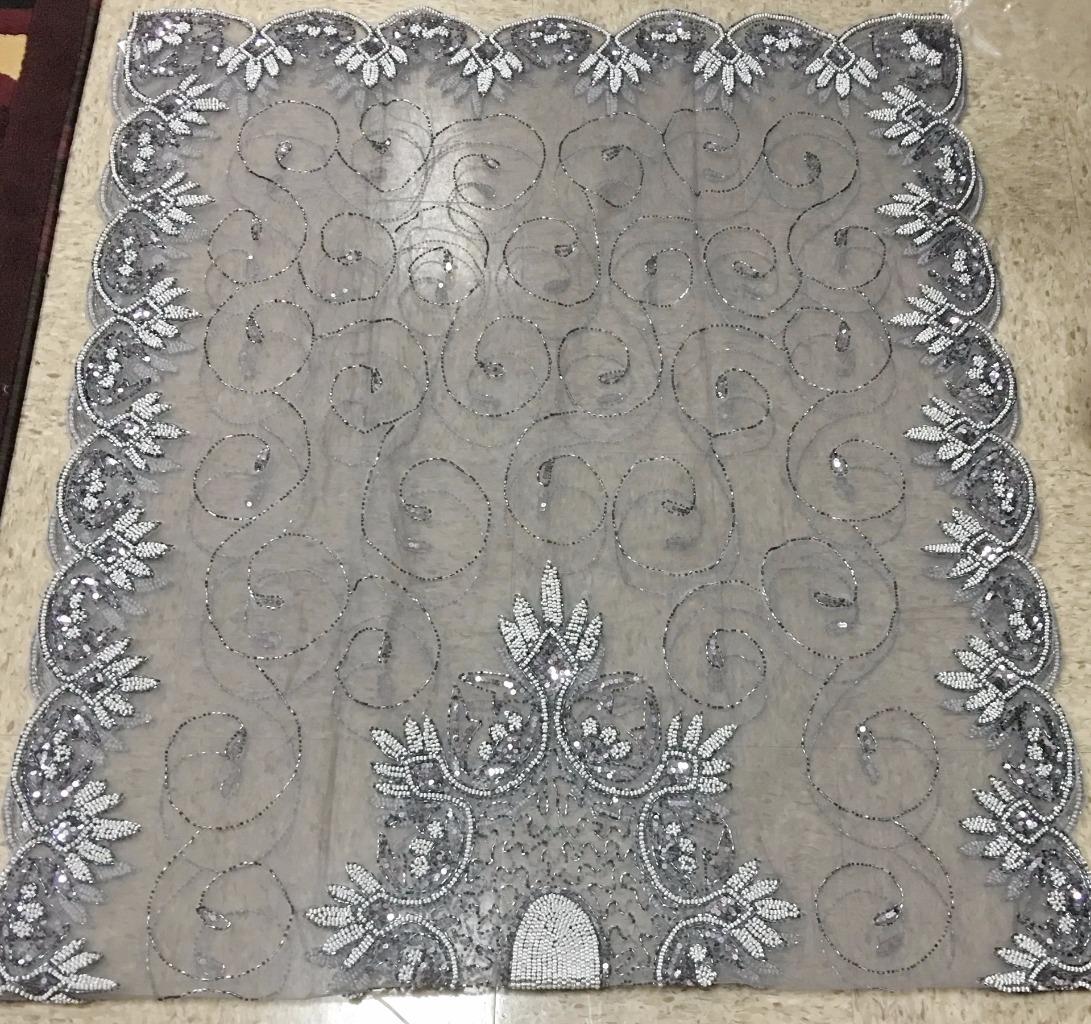 Stunning Silver Hand Beaded Table Runner,110CMx200CM Rectangular, One