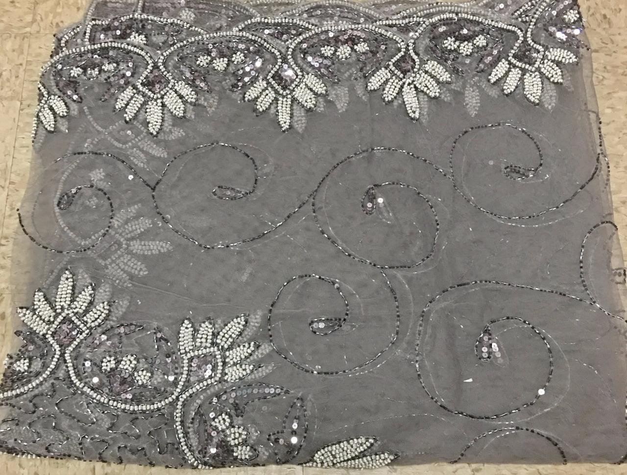 Stunning Silver Hand Beaded Table Runner,110CMx200CM Rectangular, One