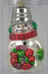 6'' Merc Glass Snowman Ornament Dept 56 ? Mint/New