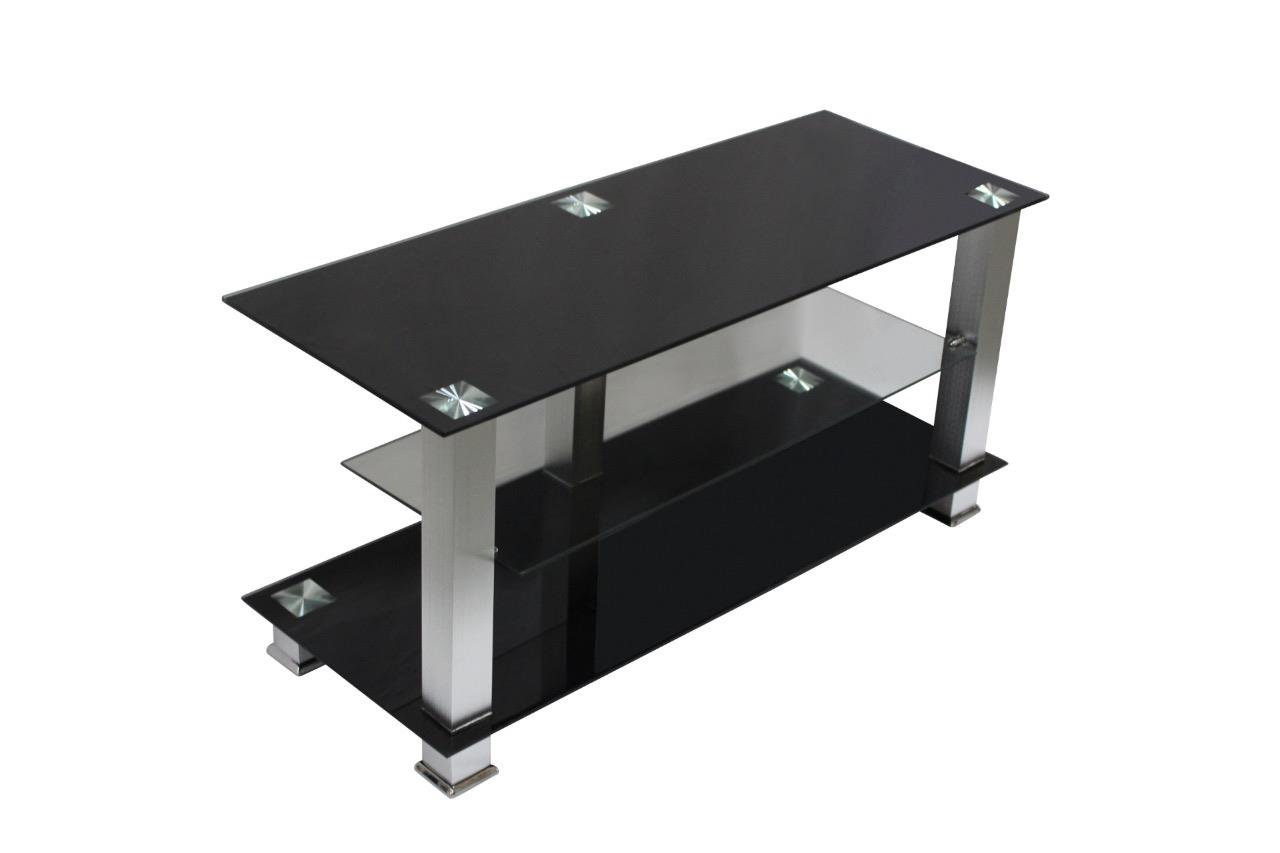 Black Tempered Glass TV Stand eBay