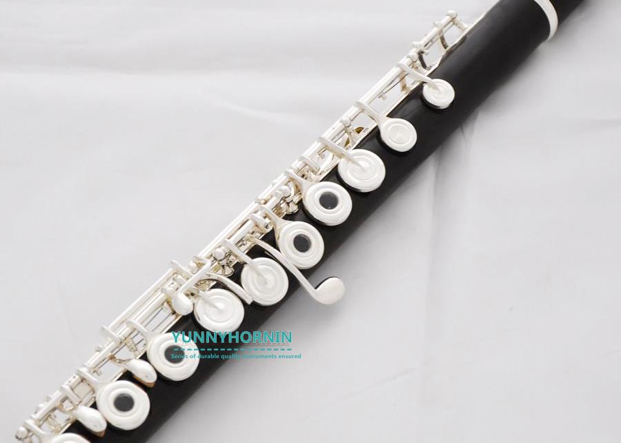 African Grenadilla Black Wooden Flute 16 holes • Silver Flute Low C
