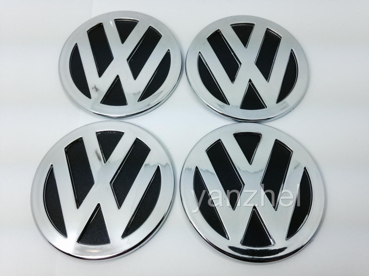 VW Wheel Center Caps Stickers Decal 3D Chrome Logo Emblem 60mm Set of 4pcs