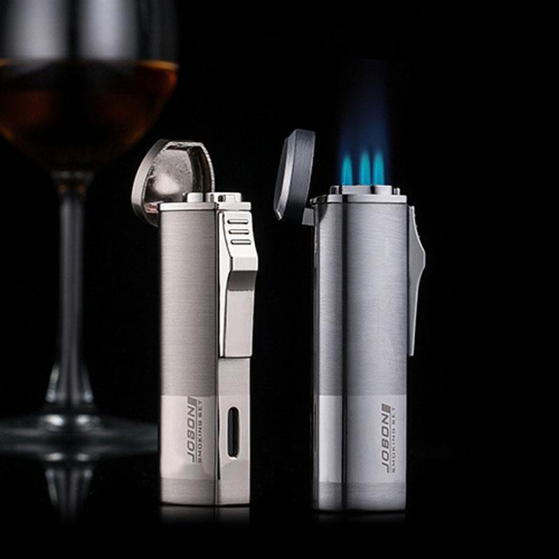 Jobon Windproof Triple Jet Torch Lighter Gas Refillable Cigar Cigarette