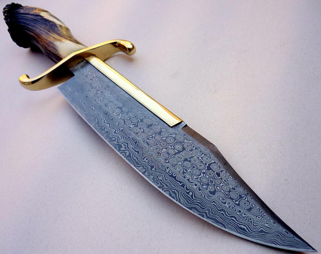 CUSTOM DAMASCUS STEEL HUNTING KNIFE TEXAS BOWIE / DAGGER / SWORD / STAG