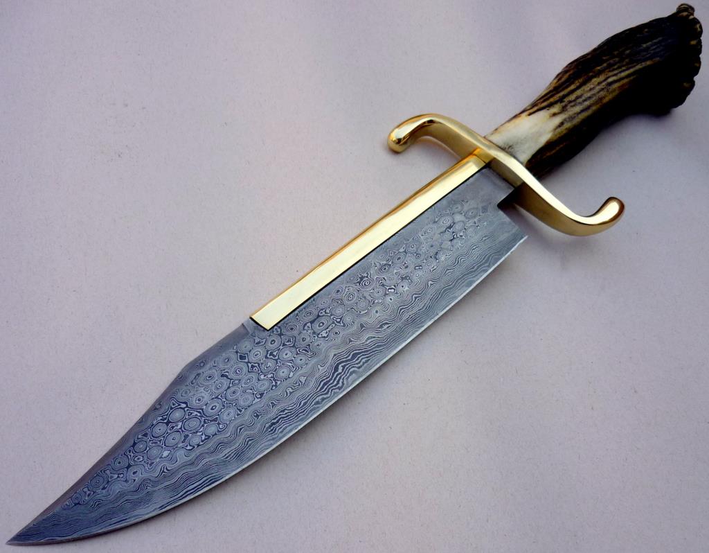 CUSTOM DAMASCUS STEEL HUNTING KNIFE TEXAS BOWIE / DAGGER / SWORD / STAG