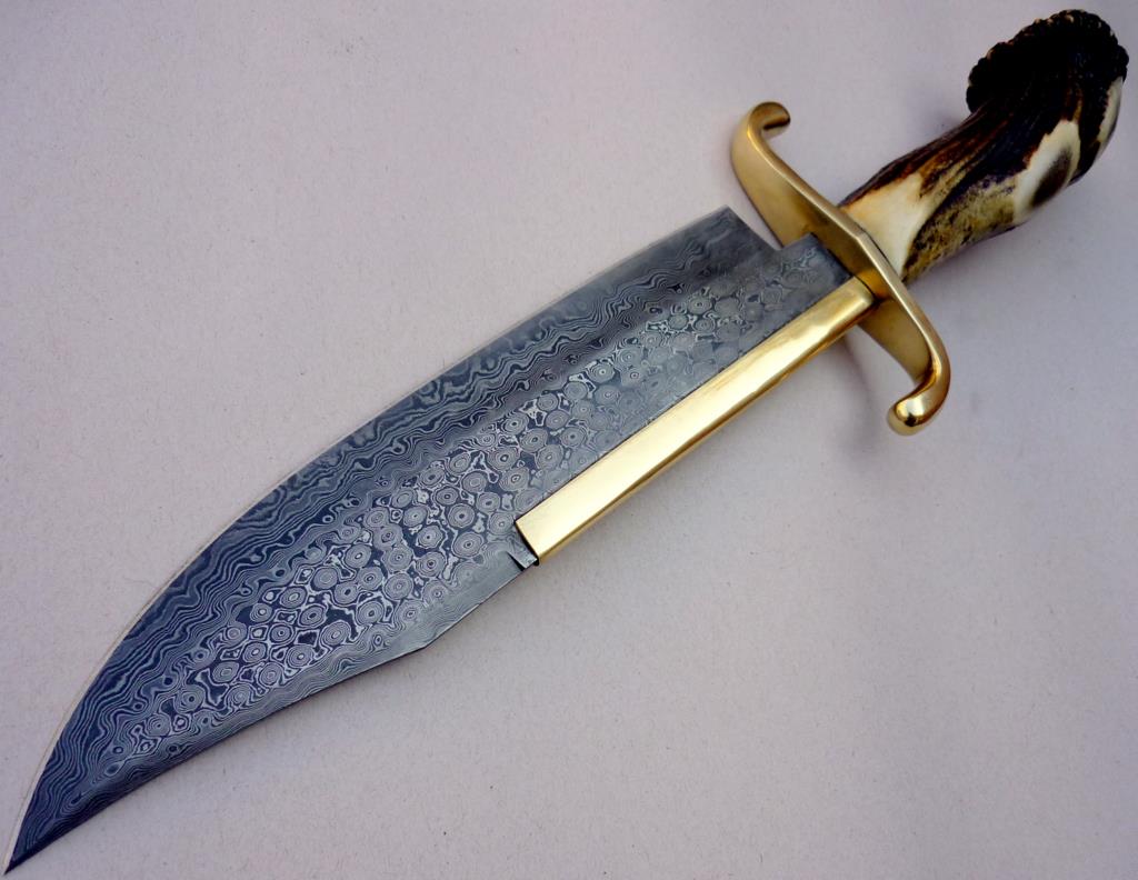 CUSTOM DAMASCUS STEEL HUNTING KNIFE TEXAS BOWIE / DAGGER / SWORD / STAG
