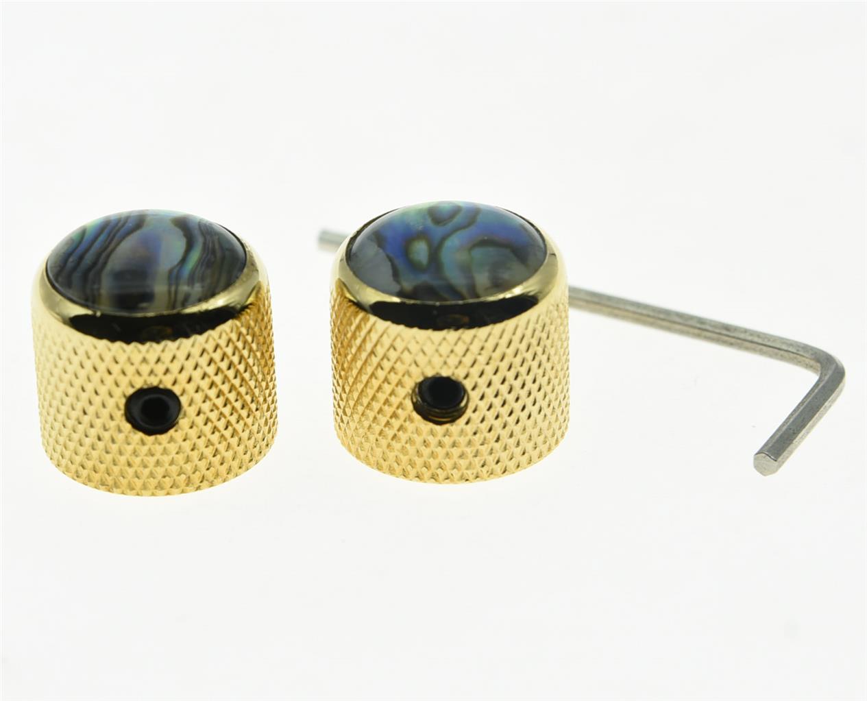 2x Set Screw Abalone Top Gold Guitar Dome Knobs for Tele Telecaster