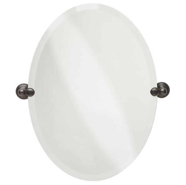 Oval Tilting Frameless Bathroom Mirror Beveled Edges Bronze Casual