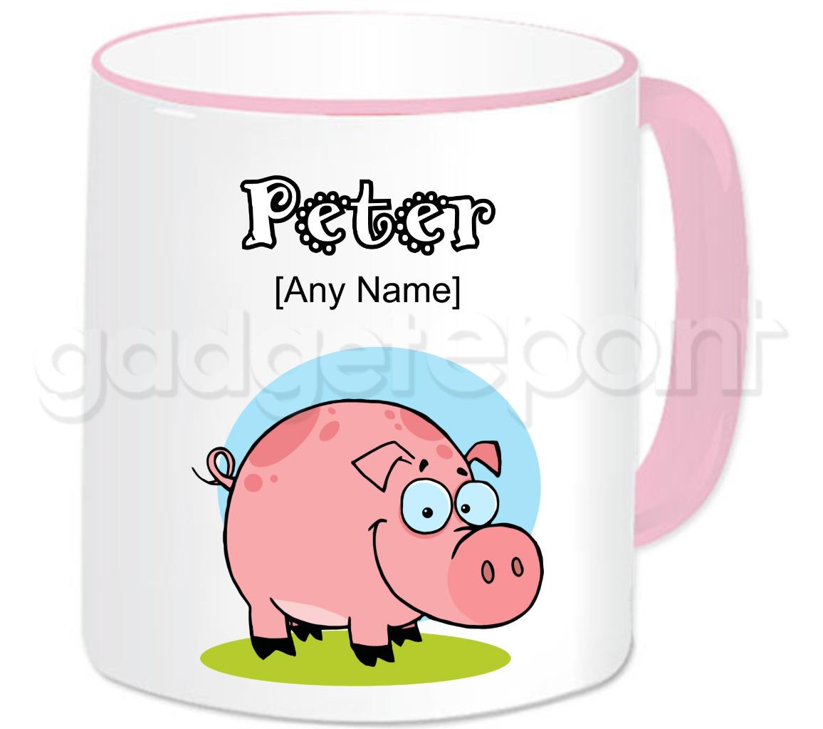 personalised gift animals farm pig coffee tea 11oz mug any name