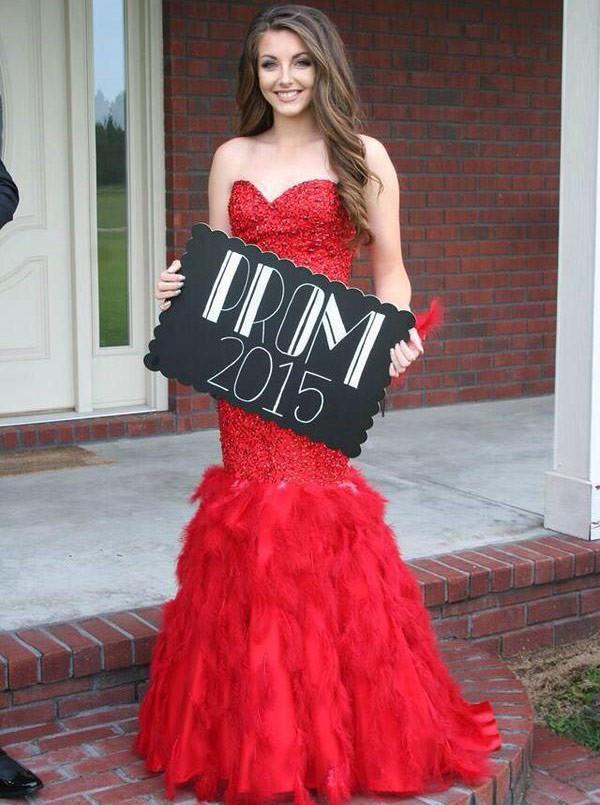 red ball gown mermaid