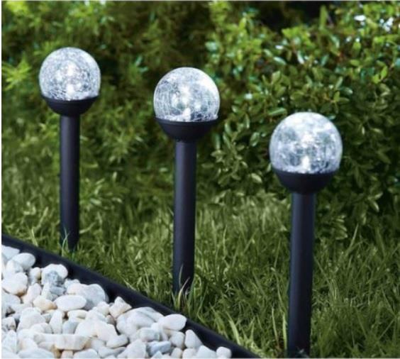 25cm Ball Globe Light Large White Solar Crackle Glass For Garden Patio