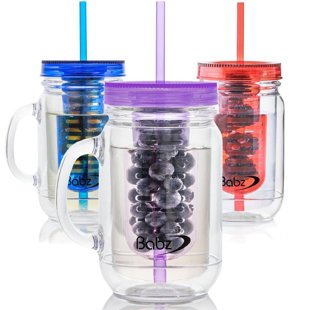 3x 500ml Fruit Infusion Infuser Water Mason Jar Drinking Bottle Handle Straw UK eBay