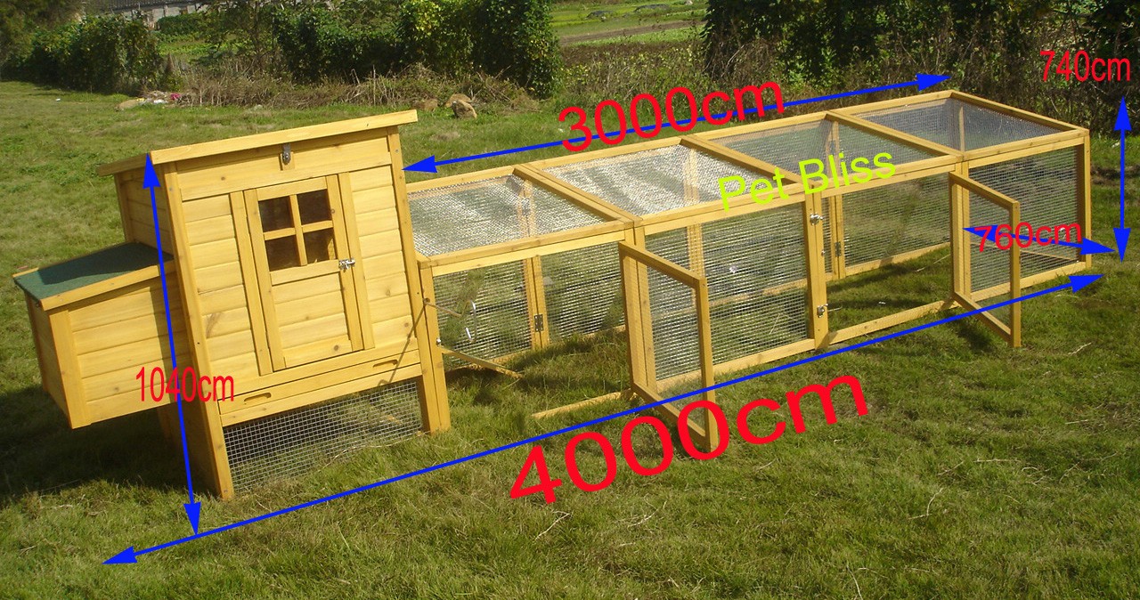 12ft Chicken Coop Duck HEN Poultry ARK House Hutch RUN Coup Nest Tray