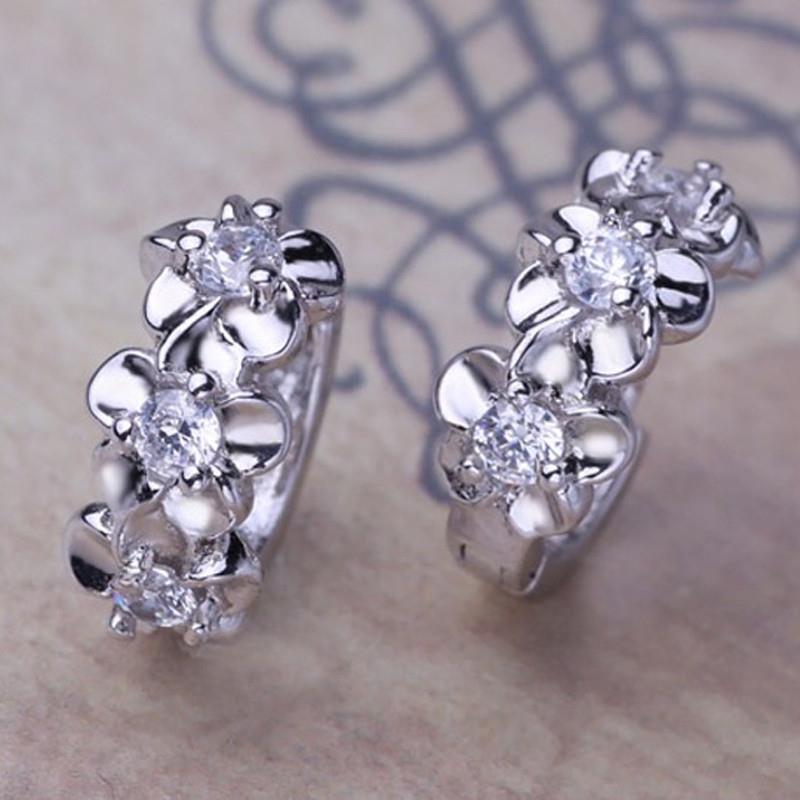 HOT Women 925 Sterling Silver/Gold Crystal Rhinestone Ear Stud Earrings