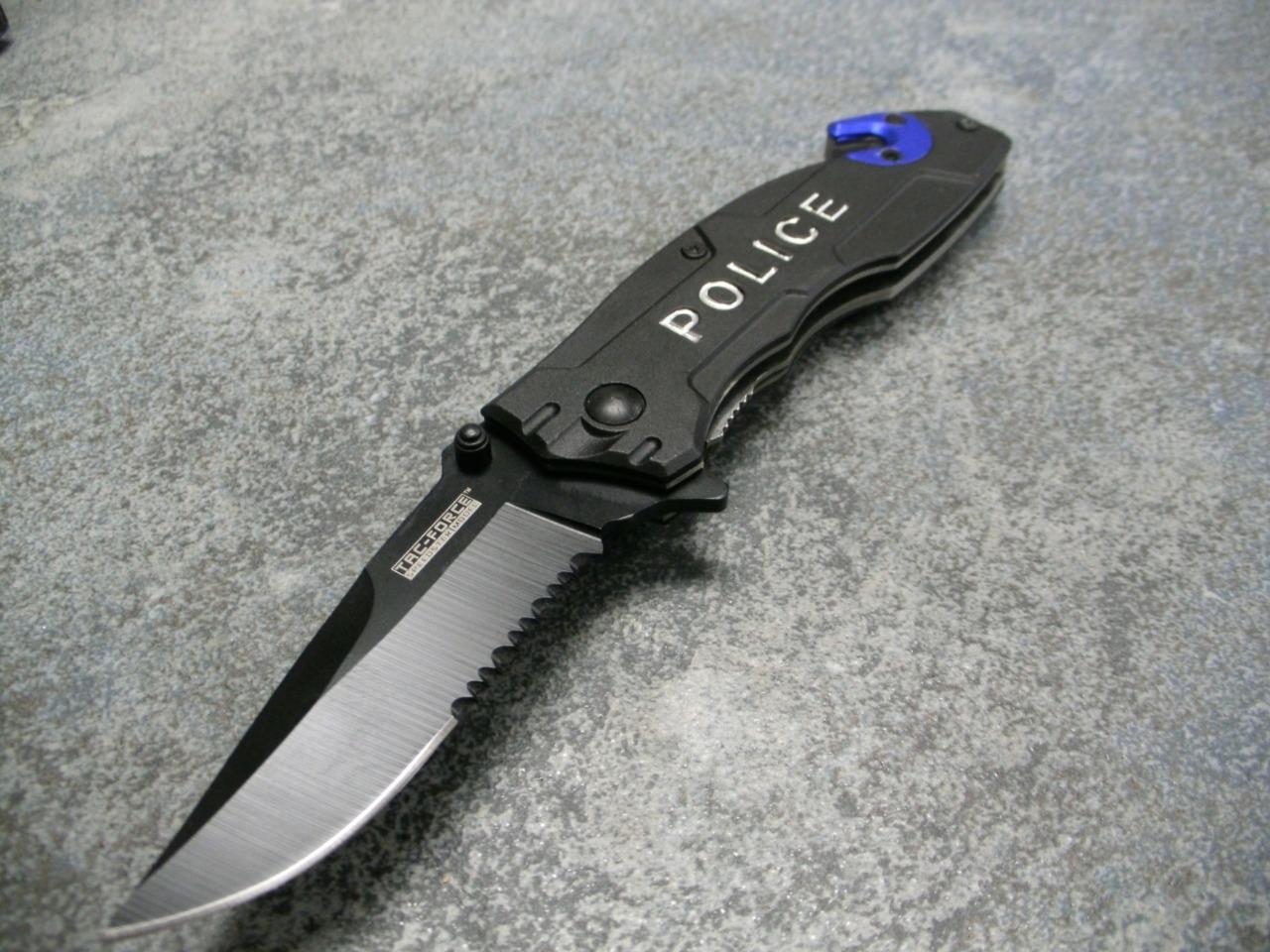 Tac-Force Folding Spring Assisted Tactical Rescue Police Black Pocket