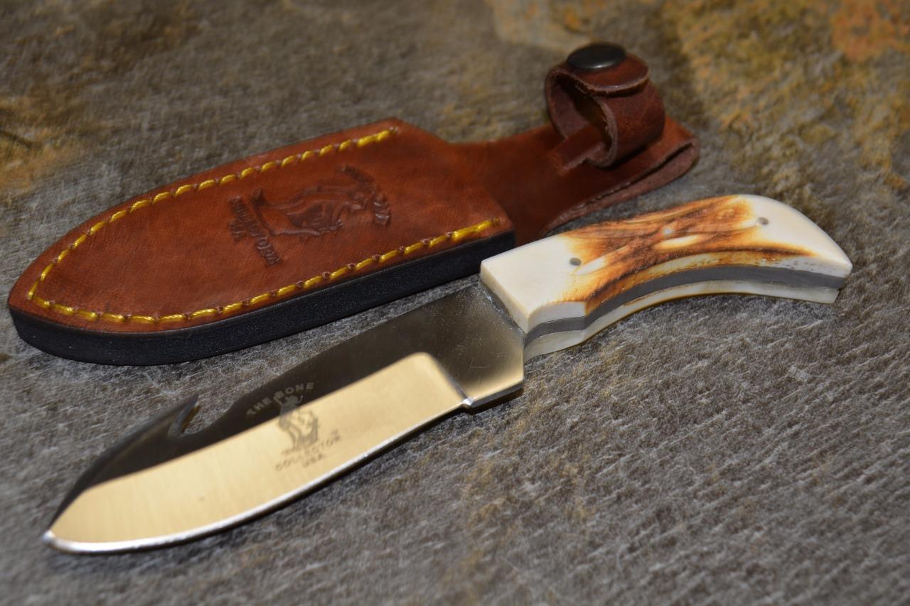 7.25" BONE COLLECTOR FIXED BLADE GUT HOOK SKINNING KNIFE Hunting Bowie