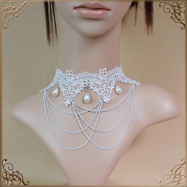 white bridal choker