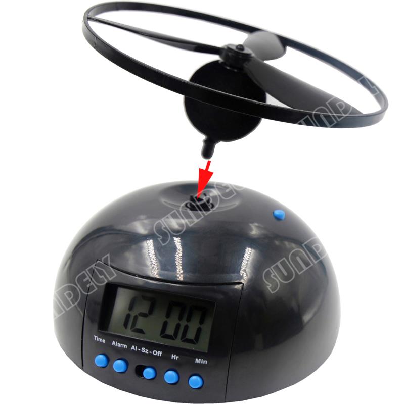 High Quality Black ALARM CLOCK Loud Crazy Annoying FLYING Helicopter