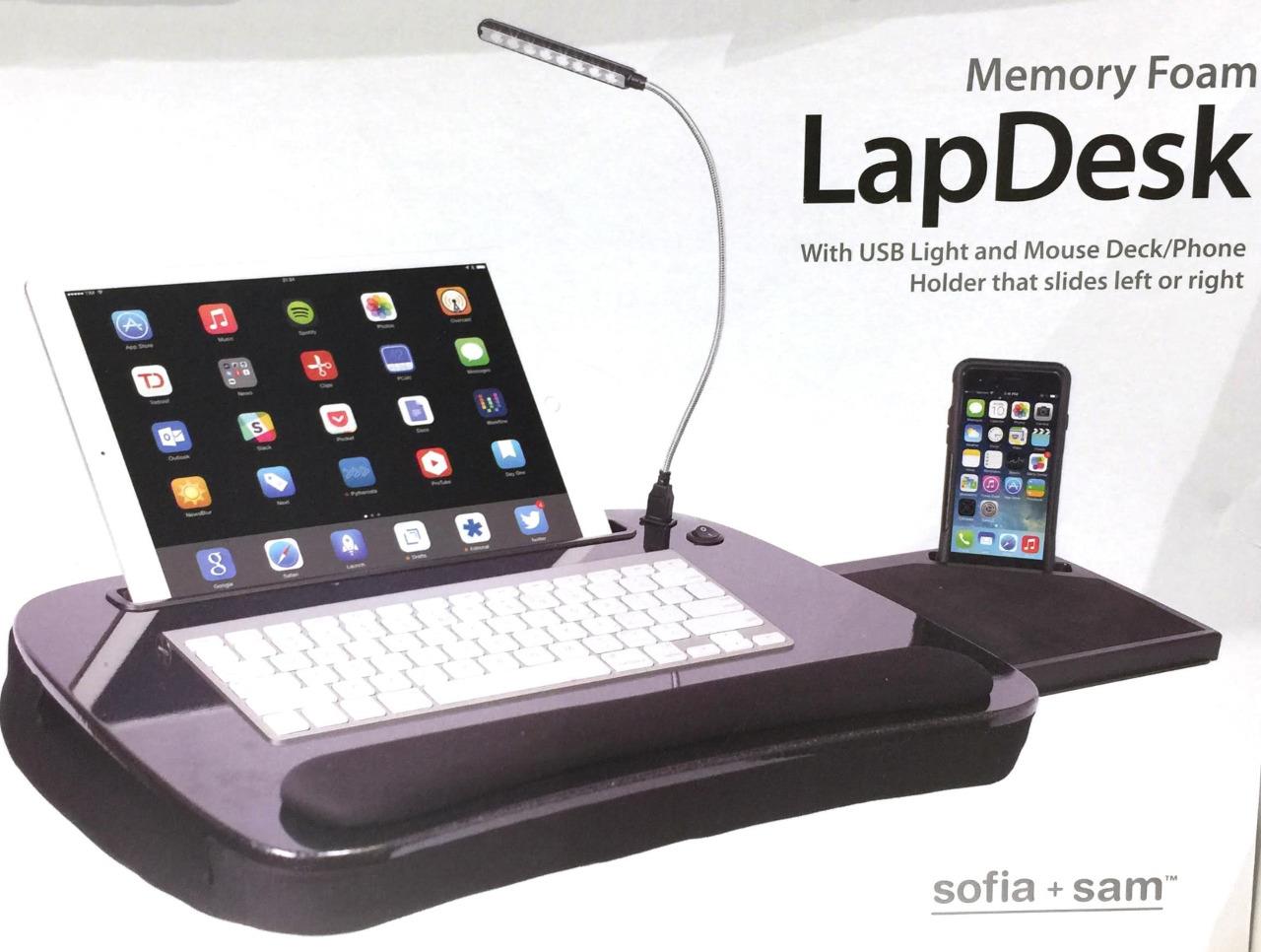 Memory Foam LapDesk Laptop iPad Tablets Portable Workstation CushionUSB Light 1 eBay