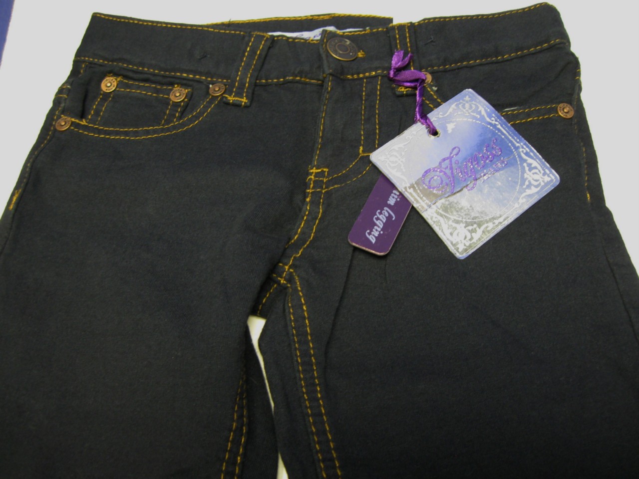 VIGOSS JEANS KNIT DENIM LEGGINGS NEW SIZE 12 ADJUSTABLE WAISTBAND GIRLS