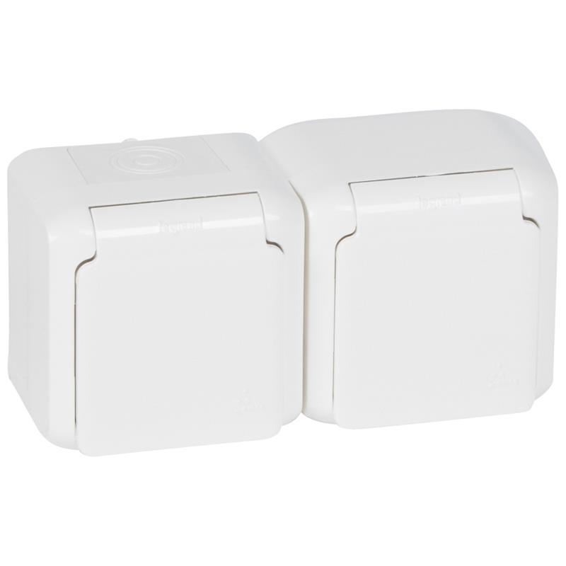 Legrand Aufputz Steckdose Feuchtraum Steckdosen IP44 1-fach, 2-fach Weiss - Bild 3 von 3