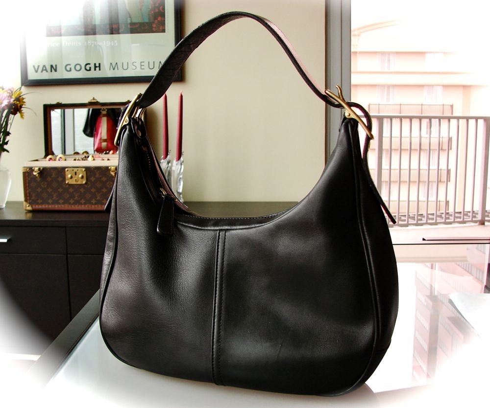 COACH Legacy West Zoe Hobo Handbag Purse BLACK Cowhide Leather Brass HW