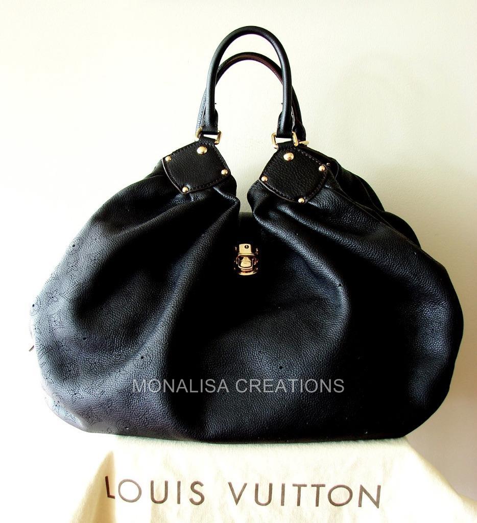 AUTH LOUIS VUITTON MAHINA XXL Tote Bag Black Monogram + Dust Cover Celeb Fav $4k | eBay