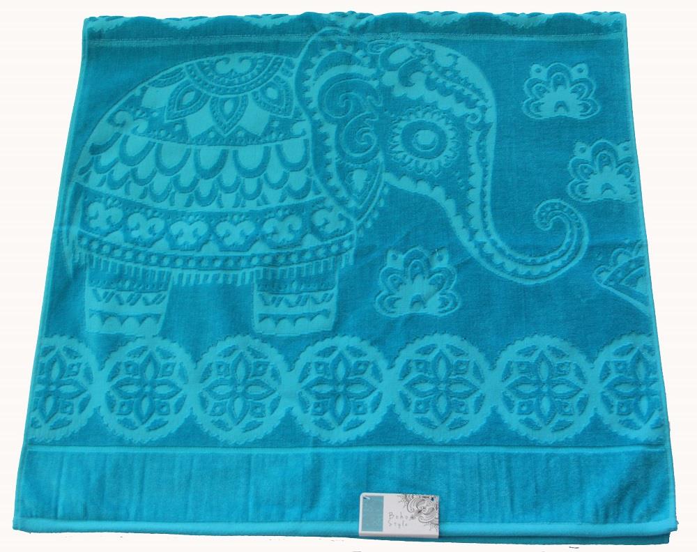 3 Boho Sculpted Velour Bohemian Elephant Bath Hand Towels Wash Cloth