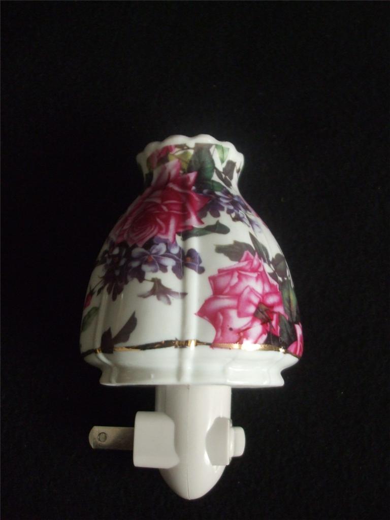 Ceramic Night Light Hurricane Lamp Shade Roses Lilac Fl New Ceramic Night Light Hurricane Lamp Shade Roses Lilac