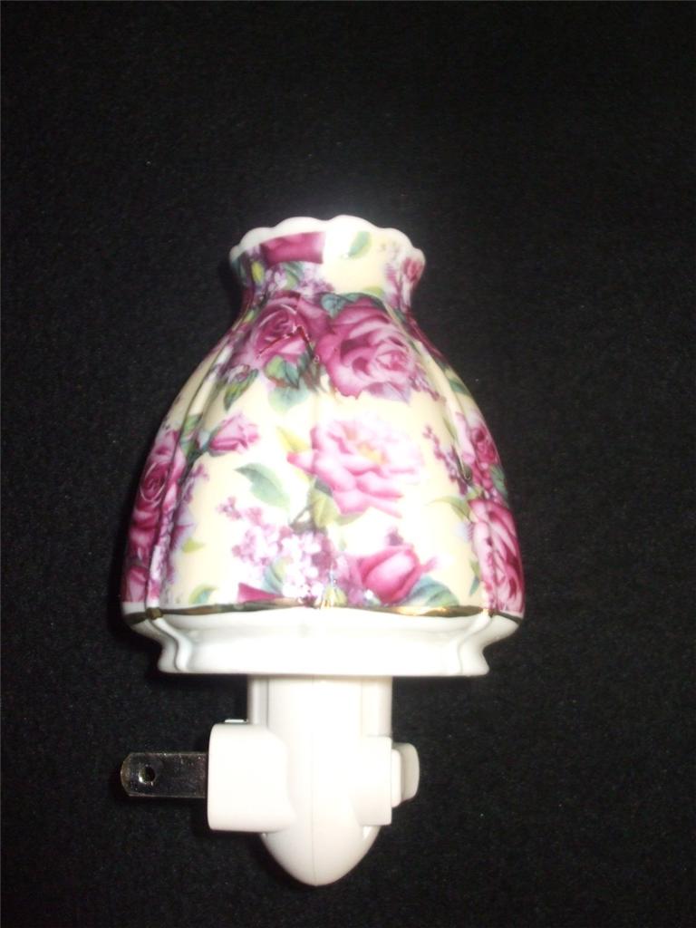 Ceramic Night Light Hurricane Lamp Shade Roses Lilac Fl New Ceramic Night Light Hurricane Lamp Shade Roses Lilac