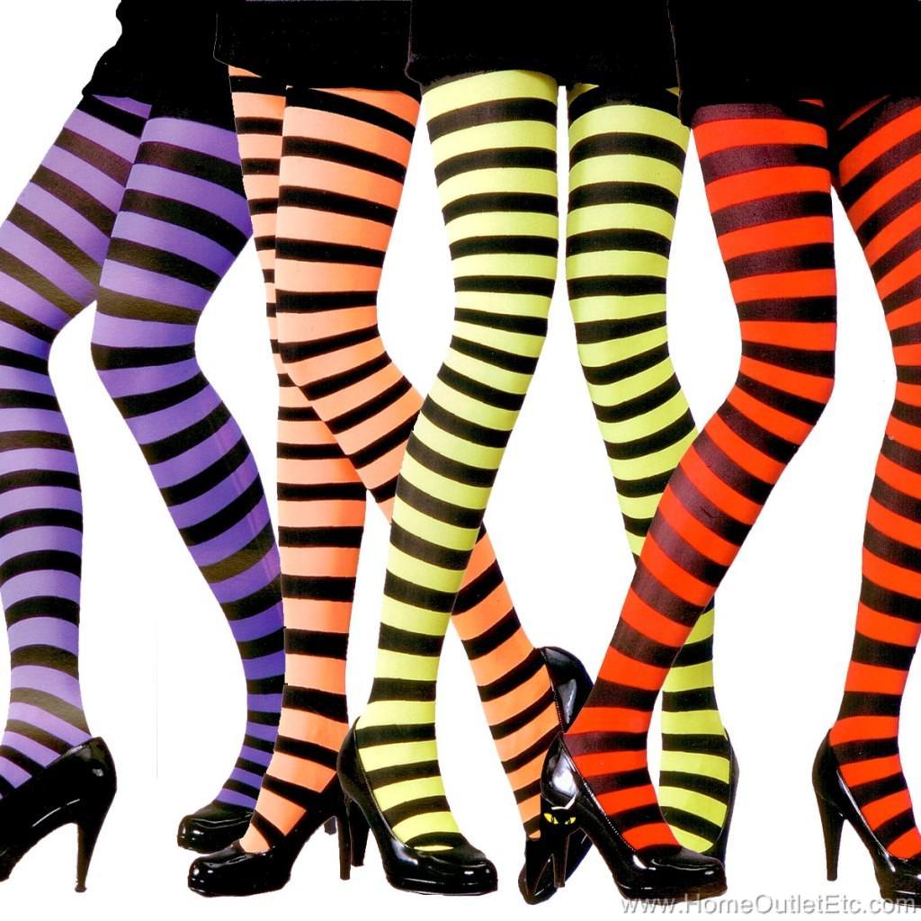STRIPED FOOTED TIGHTS Legging OPAQUE Stocking HALLOWEEN