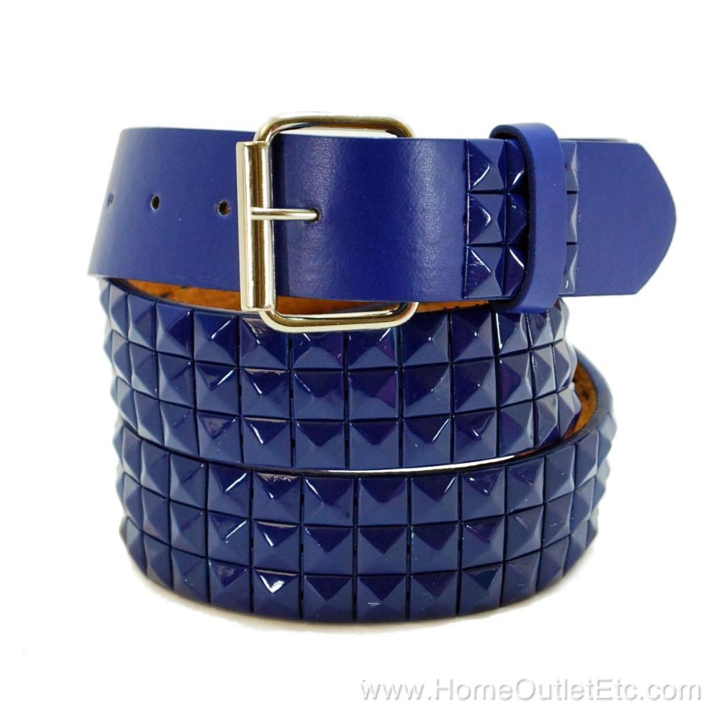 3 Row Metal Pyramid Studded Leather Belt Unisex Punk Rock Goth Emo