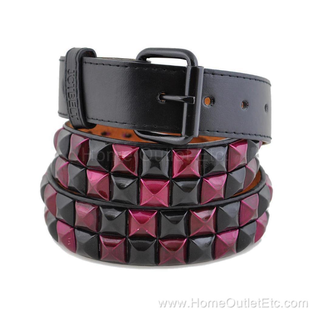 2 Row Big Metal Pyramid Studded Leather Belt Punk Rock Goth Emo Skater