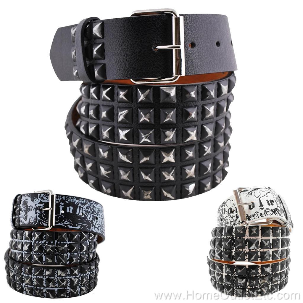Distressed Metal Pyramid Studded Leather Belt Punk Rock Goth Emo Skater