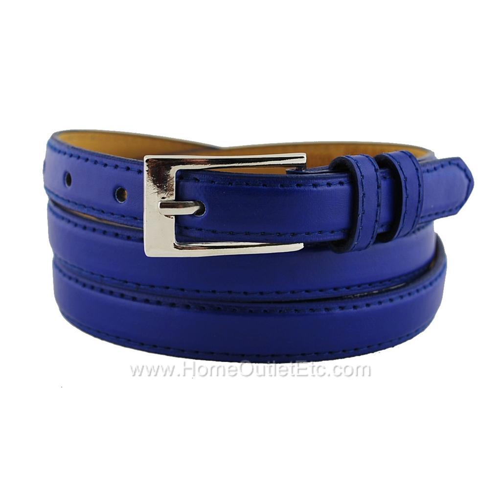 Skinny Plain Leather Belt with Stitched Edge Solid Jeans Unisex Mens