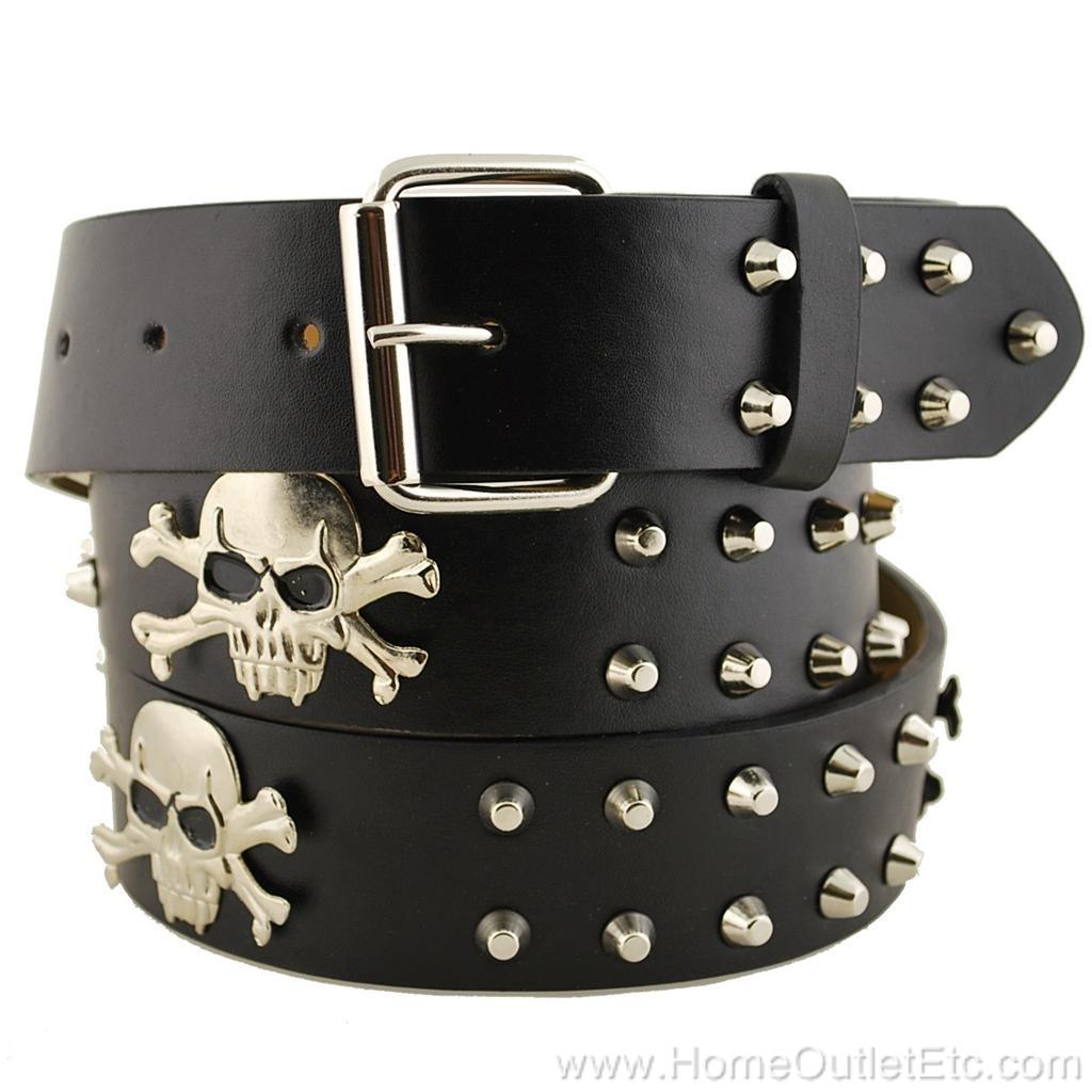 Metal Flat Spike Studded Leather Belt Conehead Rivet Biker Punk Rock