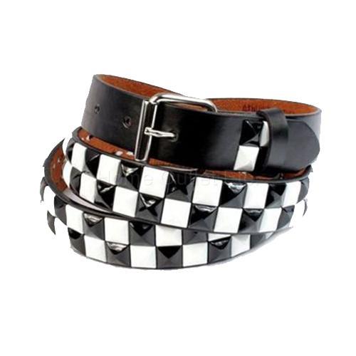 2Row Metal Pyramid Studded Leather Belt Unisex Punk Rock Goth Emo