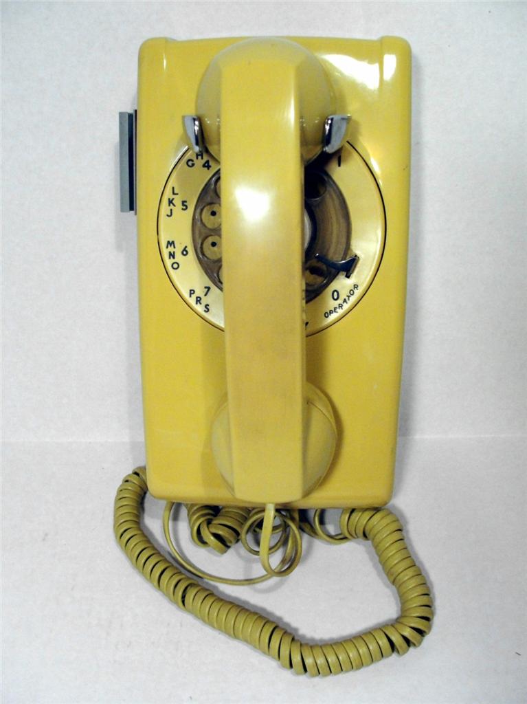 Vintage 1969 Western Electric Bell System Yellow Wall Rotary Phone