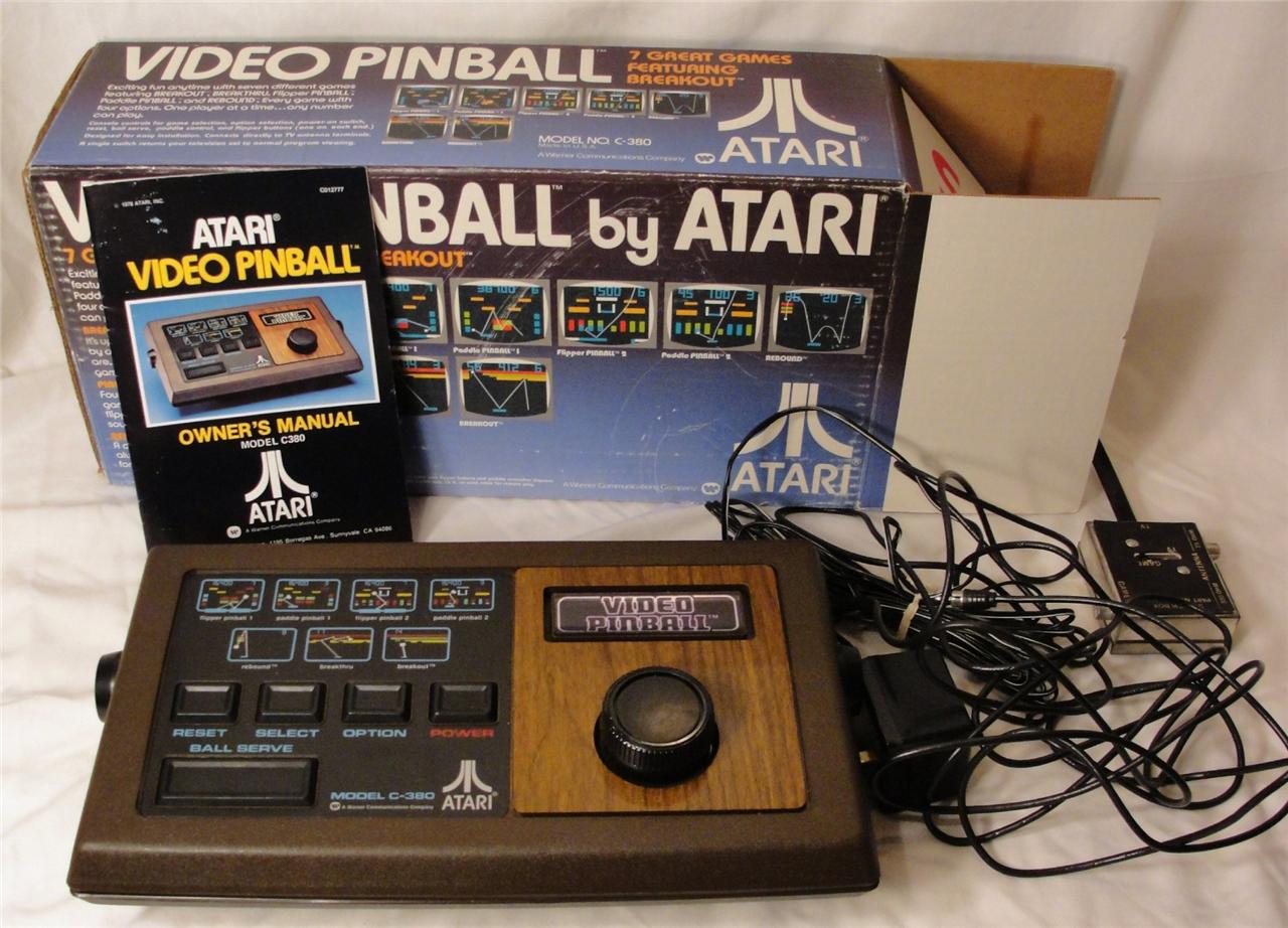 Atari Video Pinball Console C380 wood grain Original Box C380 Vintage